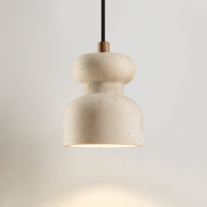 Textured Travertine Gourd Pendant Light - Simprolos