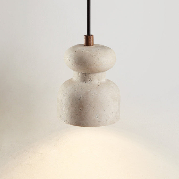 Textured Travertine Gourd Pendant Light - Simprolos