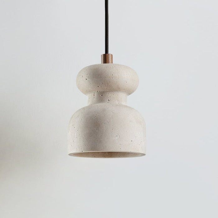 Textured Travertine Gourd Pendant Light - Simprolos