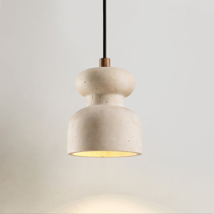 Textured Travertine Gourd Pendant Light - Simprolos