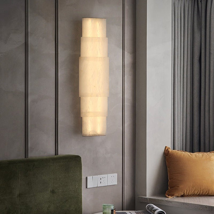 Tiered Alabaster Column Sconce - Simprolos