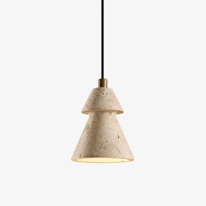 Tiered Travertine Cone Pendant Light - Simprolos