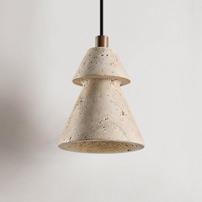 Tiered Travertine Cone Pendant Light - Simprolos