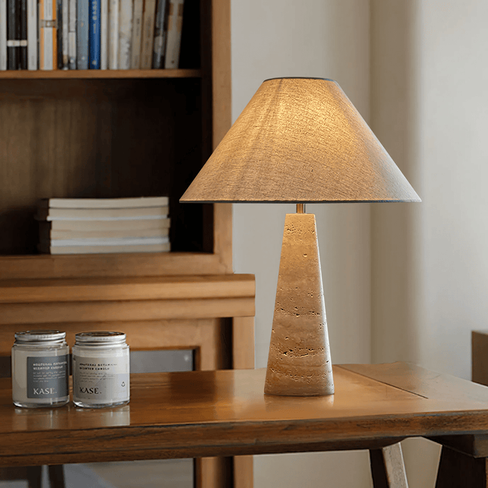Travertine Column Table Lamp - Simprolos