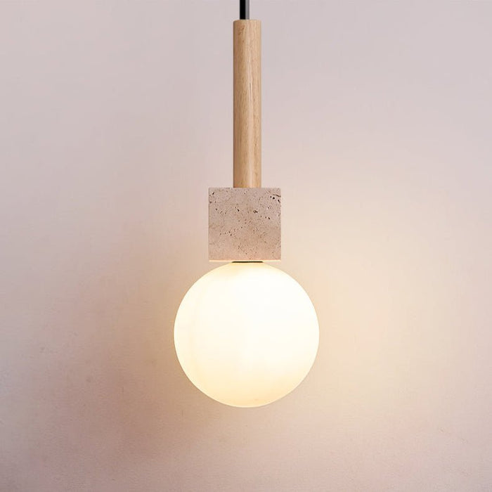 Travertine Cube Globe Pendant Light - Simprolos