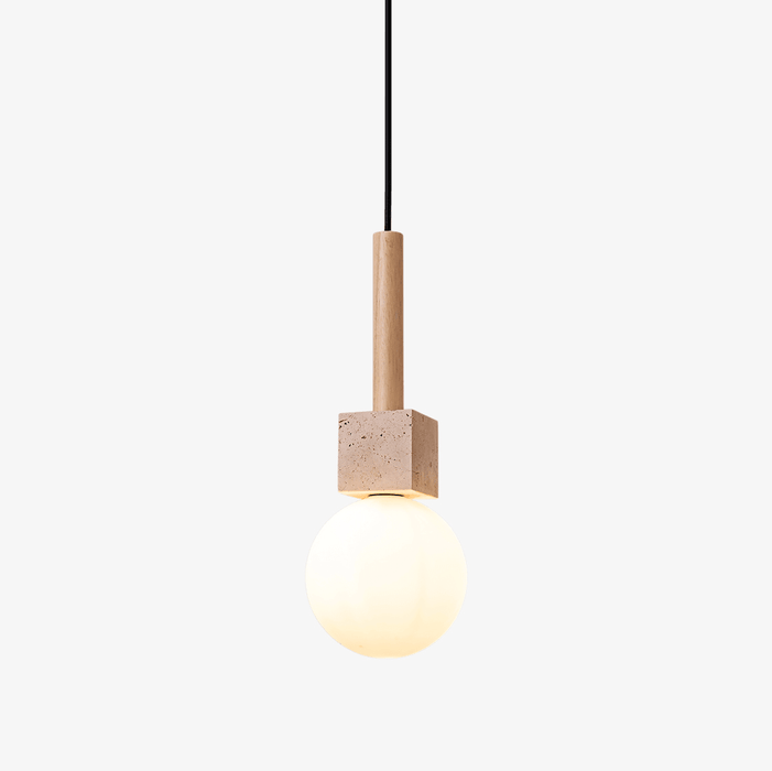 Travertine Cube Globe Pendant Light - Simprolos