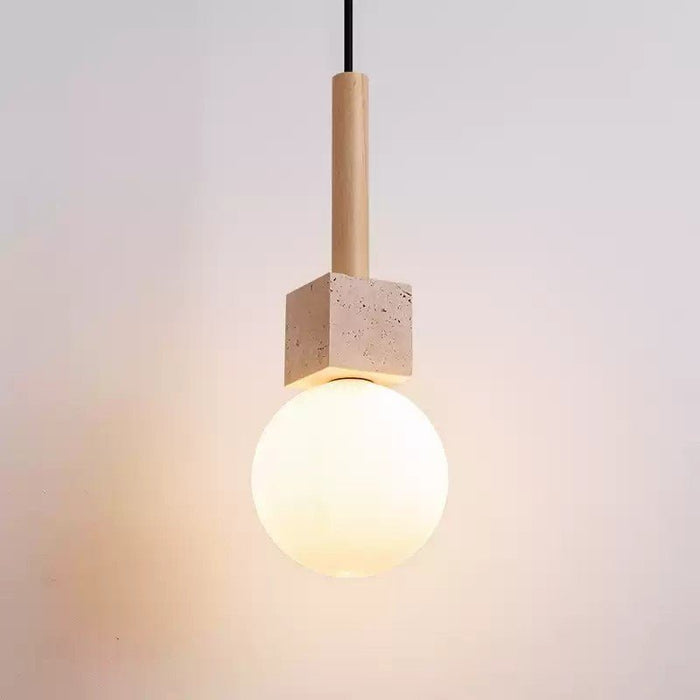 Travertine Cube Globe Pendant Light - Simprolos