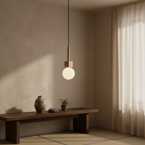 Travertine Cube Globe Pendant Light - Simprolos