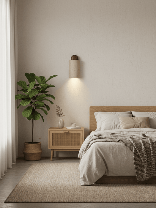 Travertine Cylinder Cap Wall Light - Simprolos