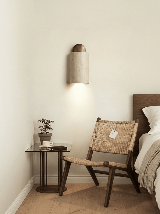 Travertine Cylinder Cap Wall Light - Simprolos