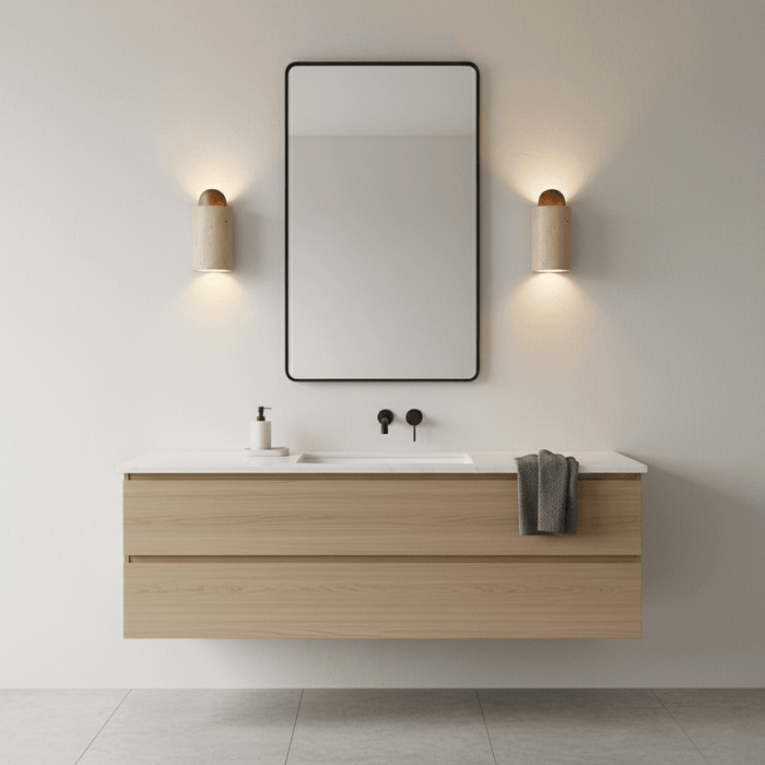 Travertine Cylinder Cap Wall Light - Simprolos
