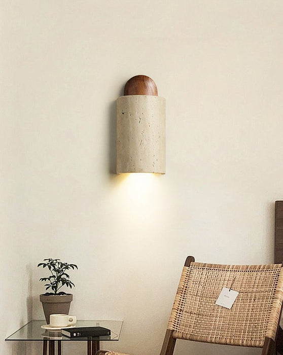 Travertine Cylinder Cap Wall Light - Simprolos