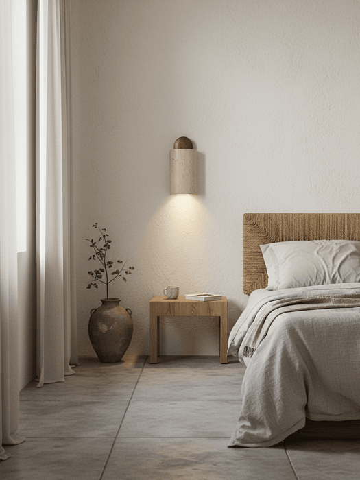 Travertine Cylinder Cap Wall Light - Simprolos