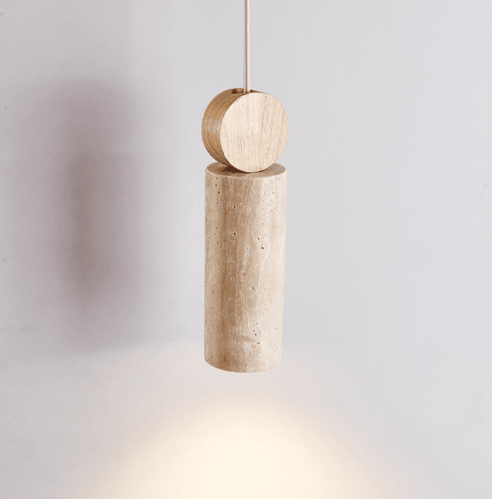 Travertine Cylinder Disc Pendant Light - Simprolos