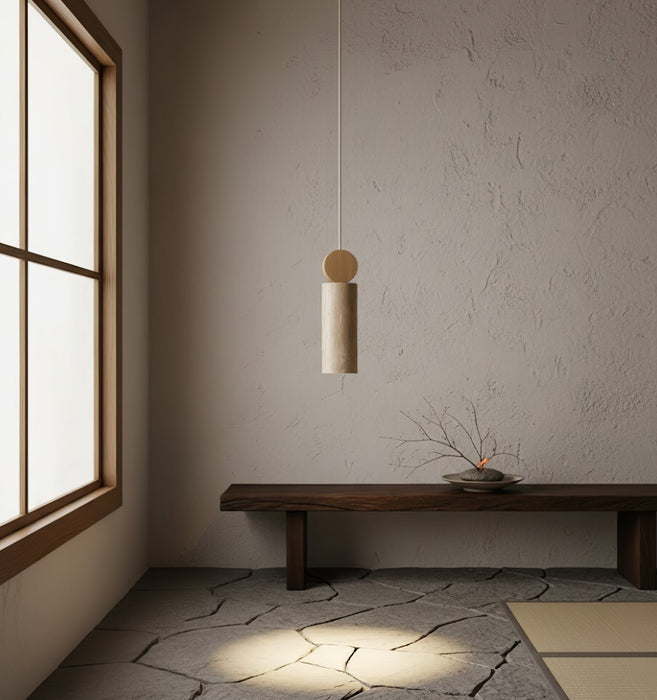 Travertine Cylinder Disc Pendant Light - Simprolos