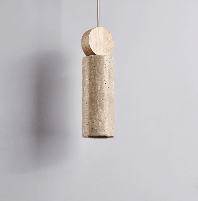 Travertine Cylinder Disc Pendant Light - Simprolos