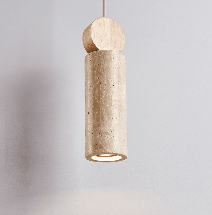 Travertine Cylinder Disc Pendant Light - Simprolos