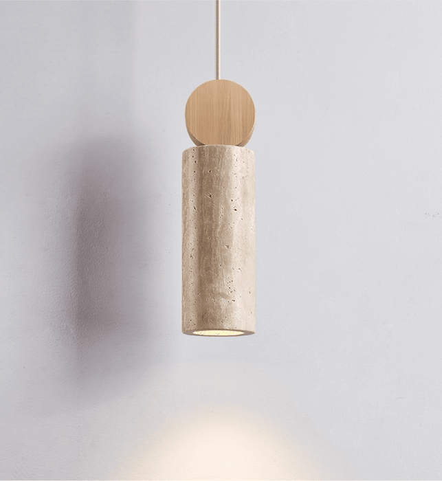 Travertine Cylinder Disc Pendant Light - Simprolos