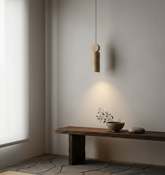 Travertine Cylinder Disc Pendant Light - Simprolos