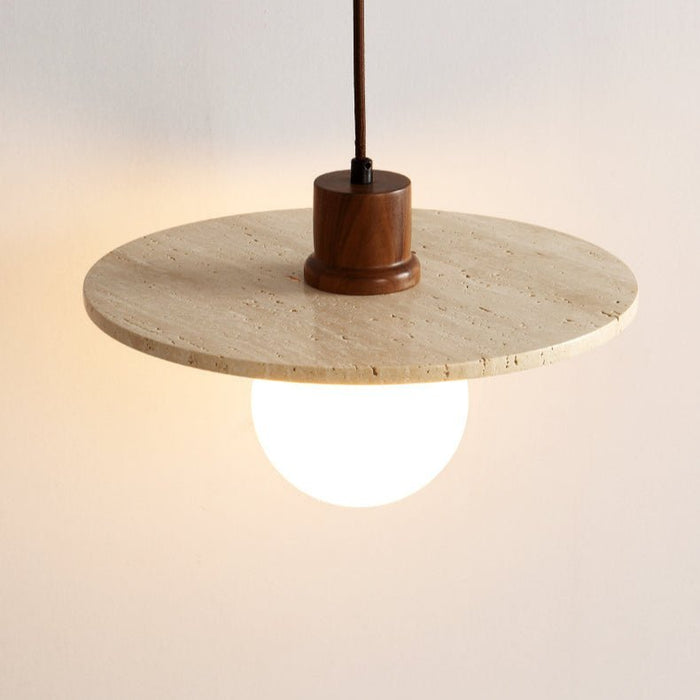 Travertine Disk Globe Pendant Light - Simprolos