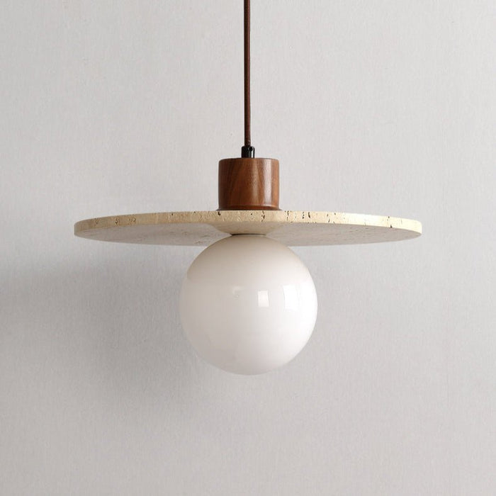 Travertine Disk Globe Pendant Light - Simprolos