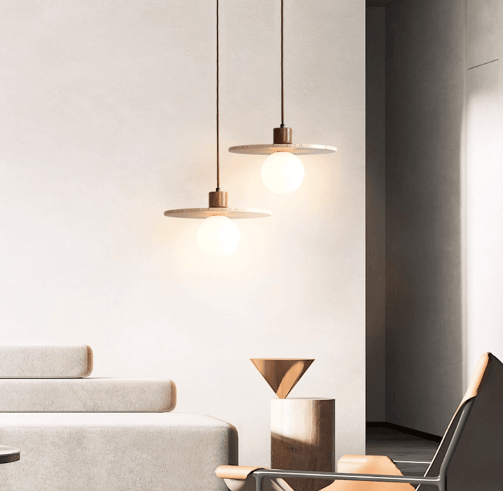 Travertine Disk Globe Pendant Light - Simprolos
