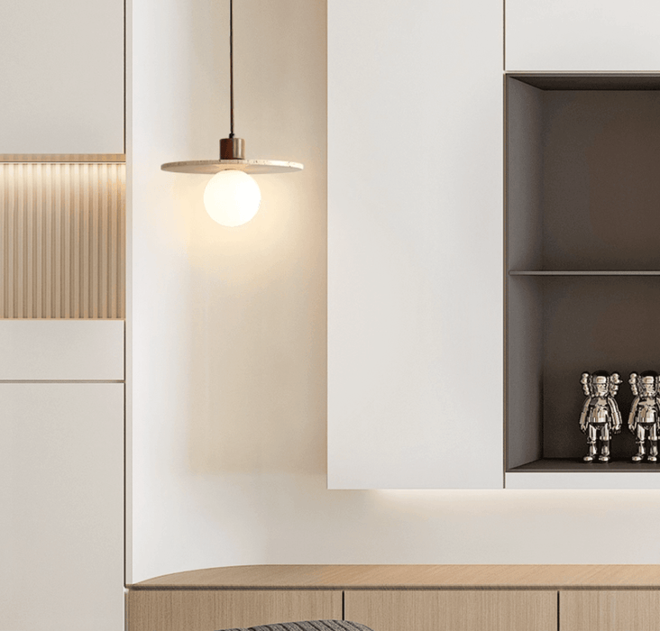 Travertine Disk Globe Pendant Light - Simprolos