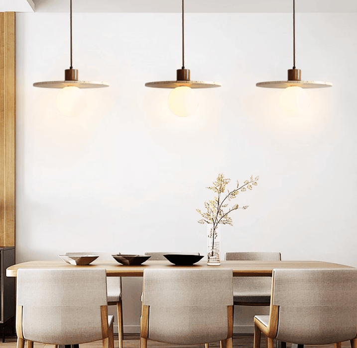 Travertine Disk Globe Pendant Light - Simprolos