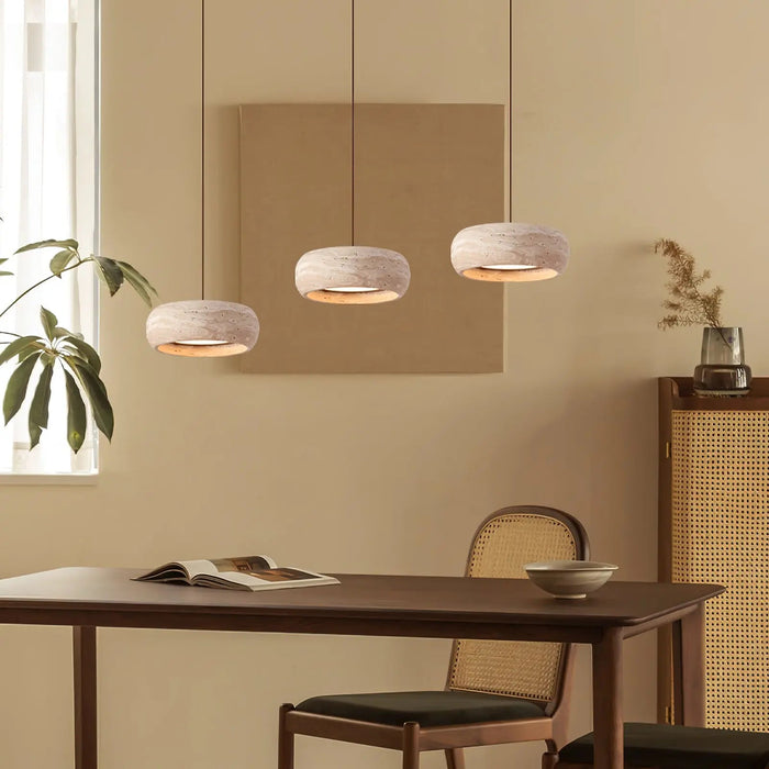 Travertine Drum Pendant Lamp - Simprolos