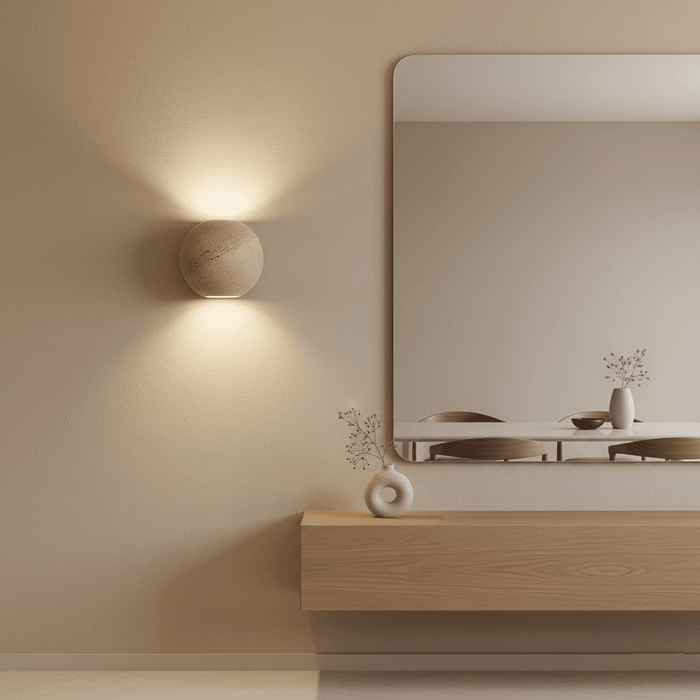 Travertine Globe Wall Sconce - Simprolos
