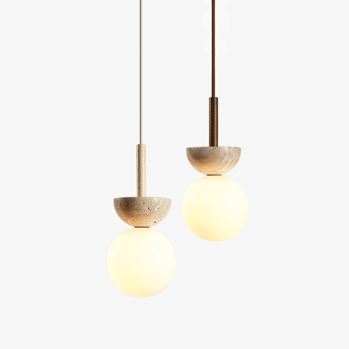 Travertine Half Duo Pendant Light - Simprolos