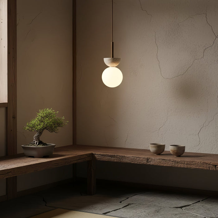 Travertine Half Duo Pendant Light - Simprolos