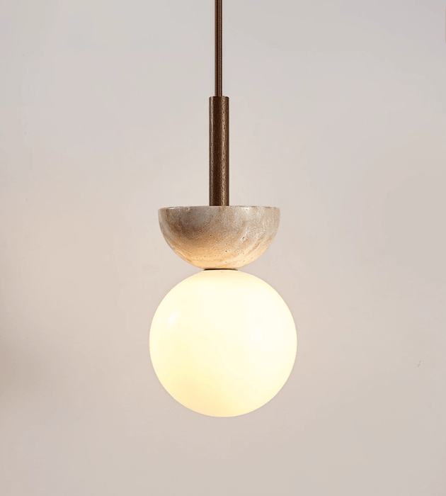Travertine Half Duo Pendant Light - Simprolos