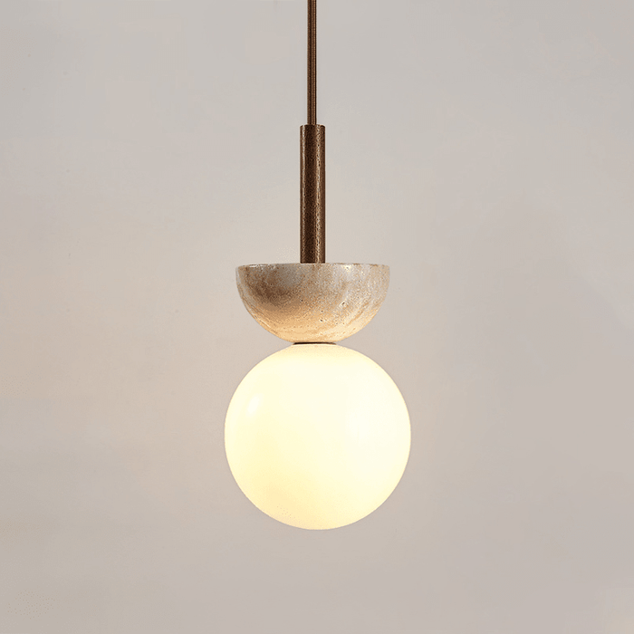 Travertine Half Duo Pendant Light - Simprolos