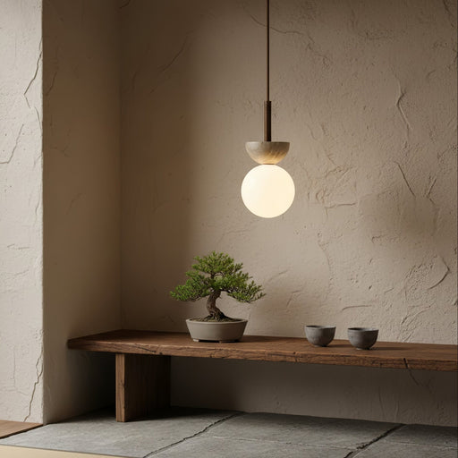 Travertine Half Duo Pendant Light - Simprolos