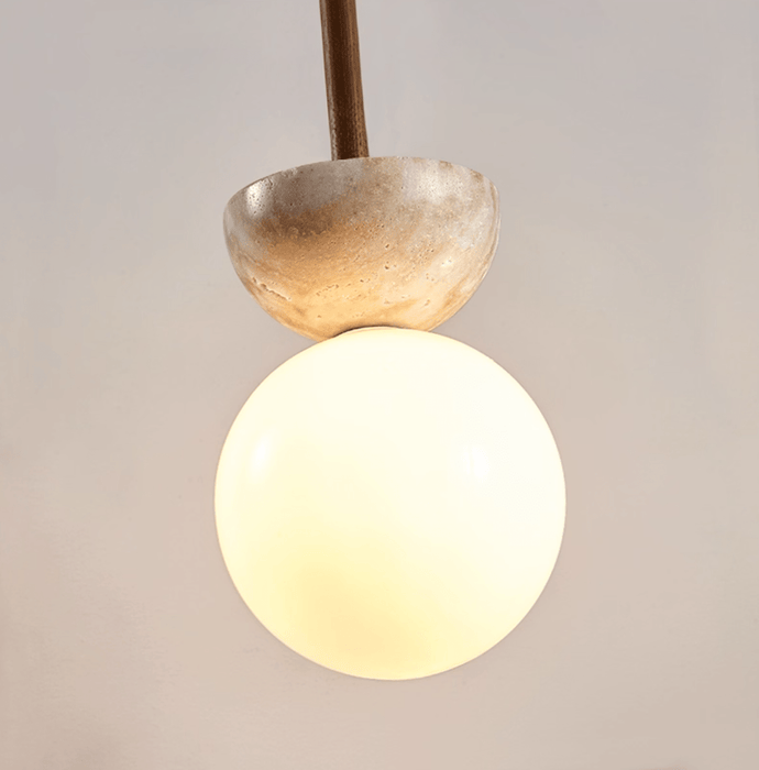 Travertine Half Duo Pendant Light - Simprolos