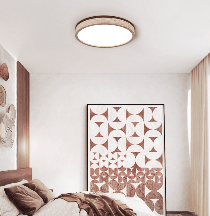 Travertine Halo Round Ceiling Lamp - Simprolos