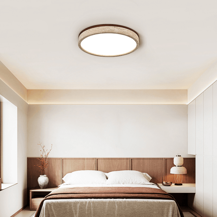 Travertine Halo Round Ceiling Lamp - Simprolos