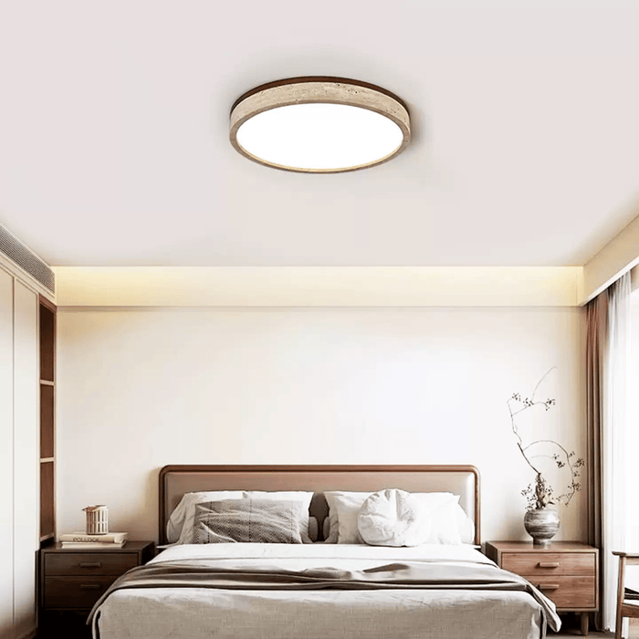 Travertine Halo Round Ceiling Lamp - Simprolos