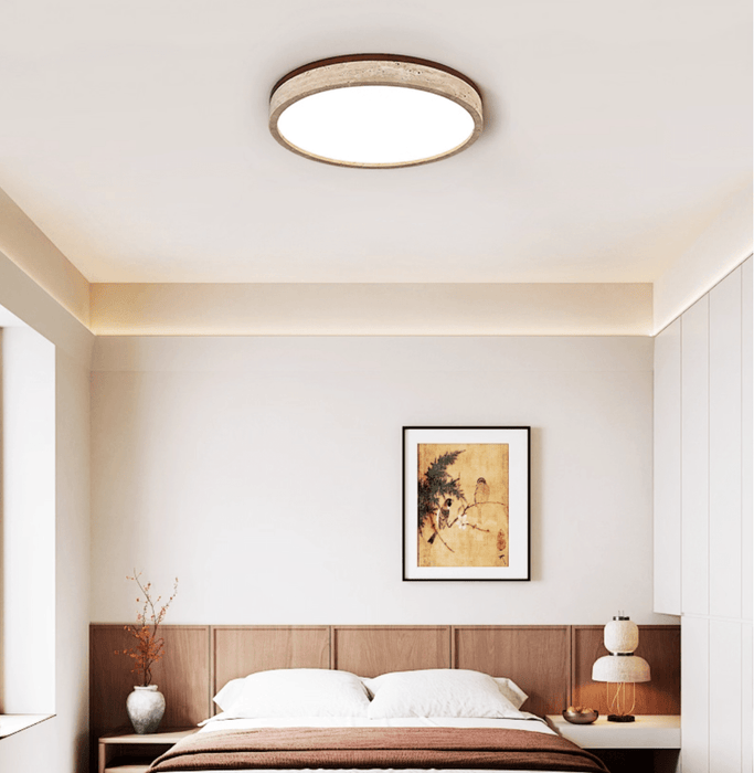 Travertine Halo Round Ceiling Lamp - Simprolos