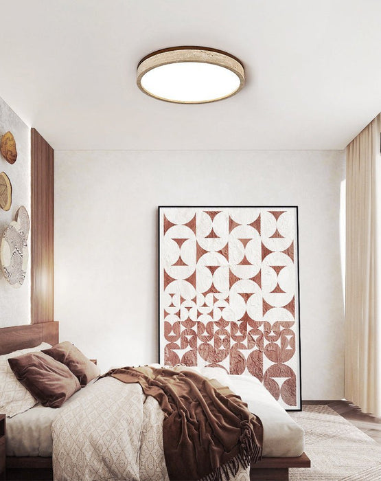 Travertine Halo Round Ceiling Lamp - Simprolos