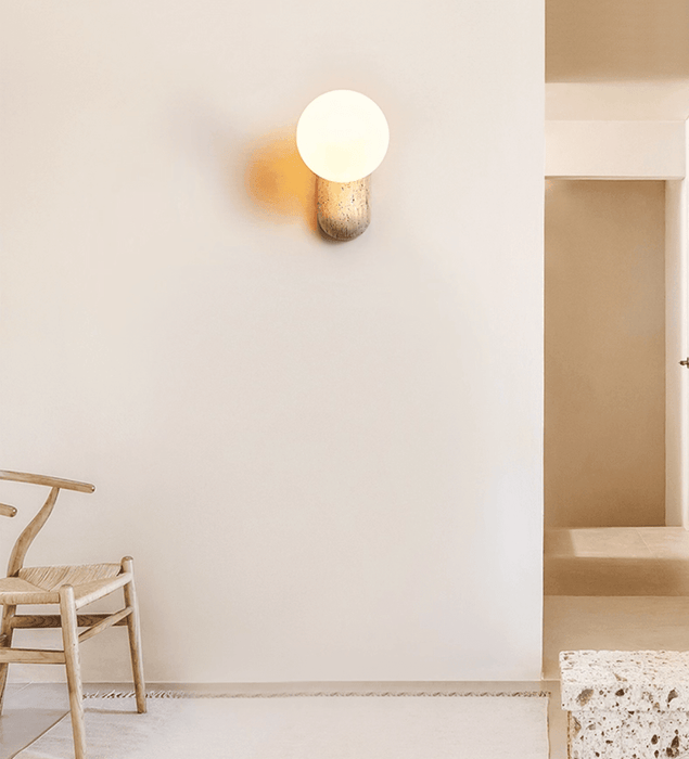 Travertine Pebble Wall Light - Simprolos