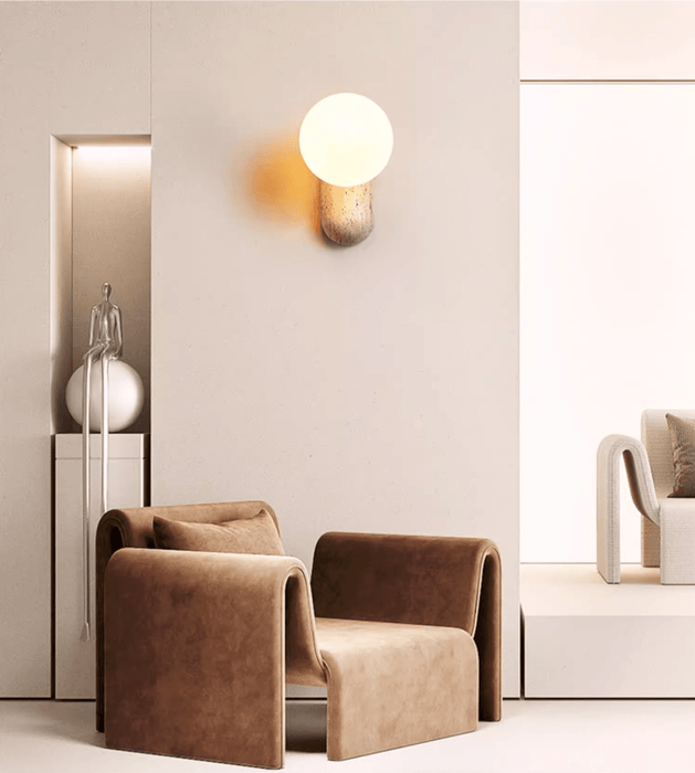 Travertine Pebble Wall Light - Simprolos