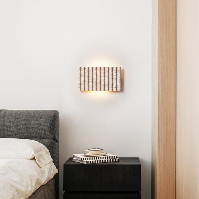 Travertine Ribbed Wall Sconce - Simprolos
