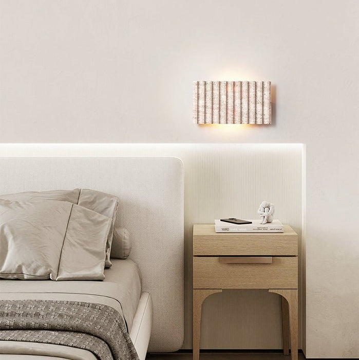 Travertine Ribbed Wall Sconce - Simprolos