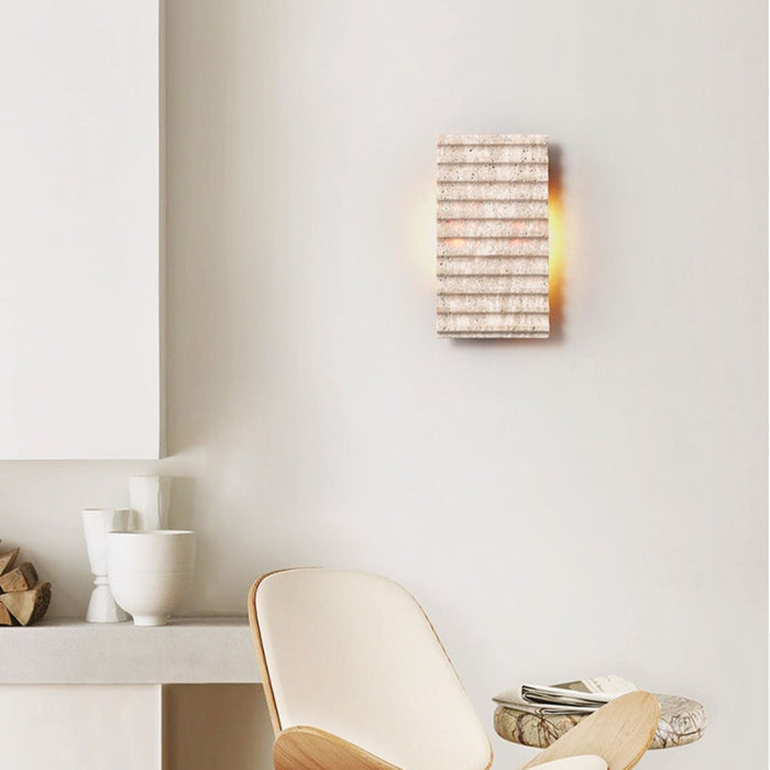 Travertine Ribbed Wall Sconce - Simprolos