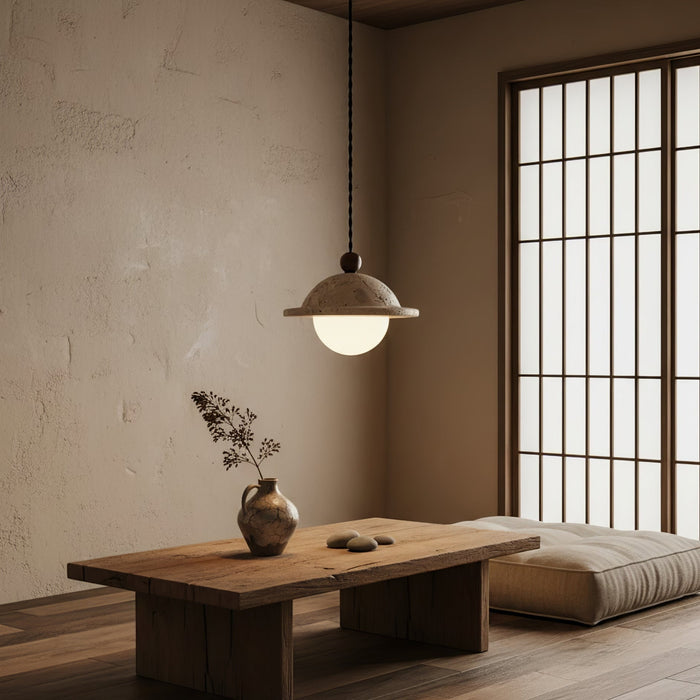 Travertine Saucer Pendant Light - Simprolos
