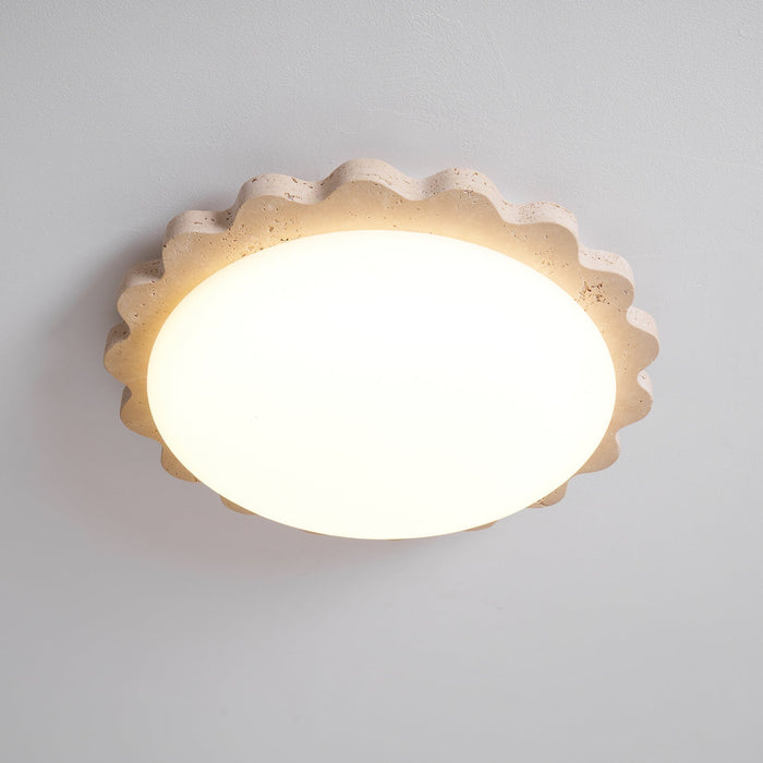 Travertine Scallop Edge Ceiling Light - Simprolos