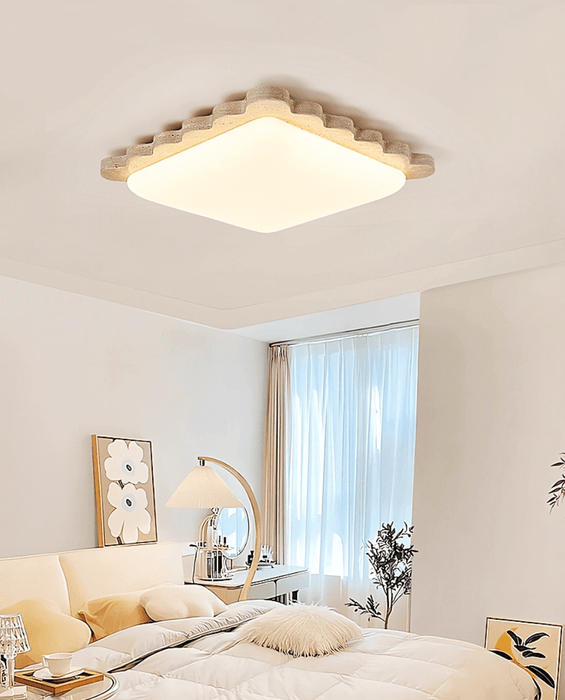 Travertine Scallop Edge Ceiling Light - Simprolos