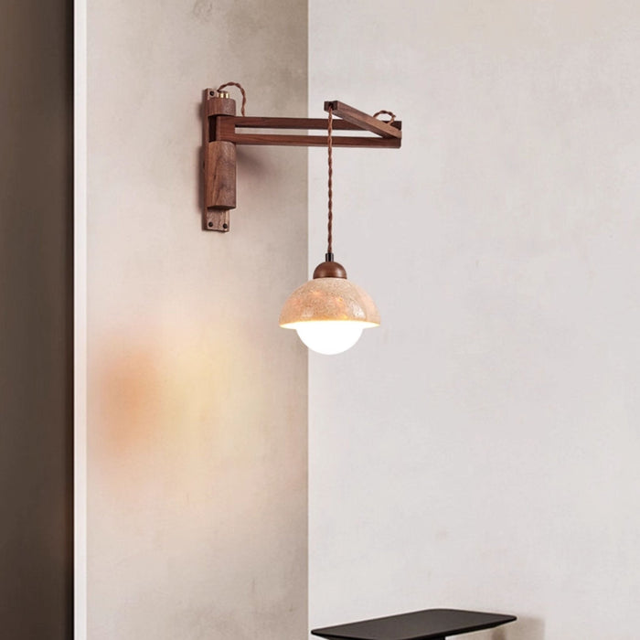 Travertine Swing Arm Wall Sconce - Simprolos